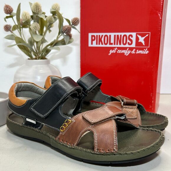 Pikolinos Tarifa Leather Double Strap Sandal Cuero 06J-5818C1 Men's 44/10-10.5 - Picture 1 of 11